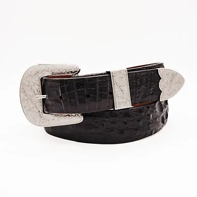 Black Caiman Hornback  The Taylor  Crocodile Leather Belt (Made In U.S.A) • $195