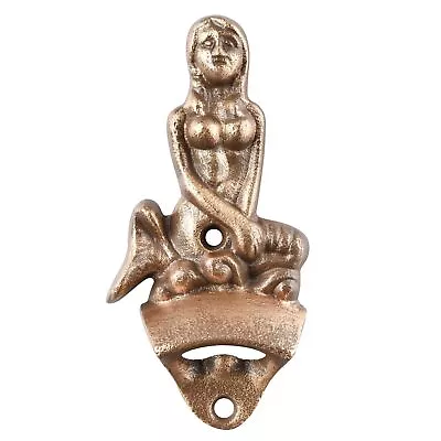 Post Mounted Mermaid Bottle Opener Mountable Cast Iron Beer Bottle Top Opener... • $14.76