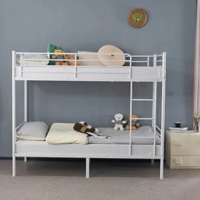 Metal Single Bunk Bed Twins Bed Frame Loft Sleeper With Ladder Heavy Stable • £45.99