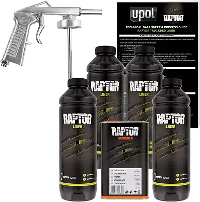 U-POL Raptor Black Truck Bed Liner Kit W/ FREE Spray Gun 4 Liters Upol *NEW* • $149.99