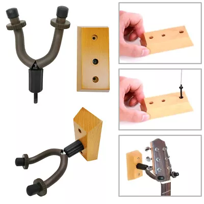 Heavy Duty Guitar Hanger Holder Hooks Instrument Display Wall Mount W/ Wood Base • $7.29