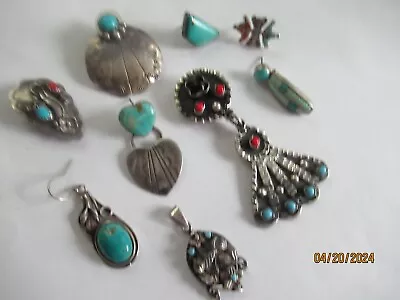 Vtg 925 Sterling Silver Turquoise Coral Craft Repair Navajo Mexico Jewelry Lot • $10.50