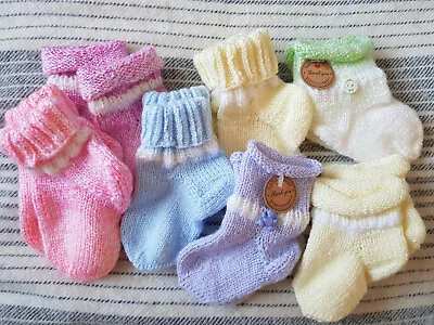 £3.29 • Buy Handmade Knitted Newborn Baby Socks/Booties Kids Socks