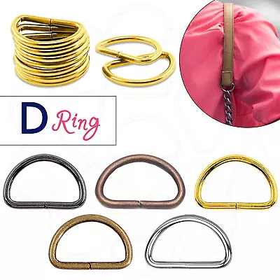 Metal D Rings Non Welded Fasteners Buckle For Handbags Purses Backpacks 10/20pcs • £2.89