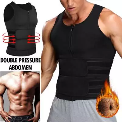 $24.79 • Buy Men Slimming Sauna Suits Sweat Vest Tank Tops Shaper Gym Body Thermo Weight Loss