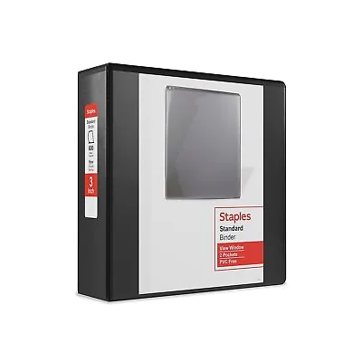 Staples Standard 3  3-Ring View Binder Black (26449-CC) 82641 • $11.61