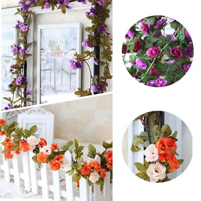 2.5m Artificial Fake Flowers String Ivy Vine Garlans Wedding Home Hanging Decors • £6.09