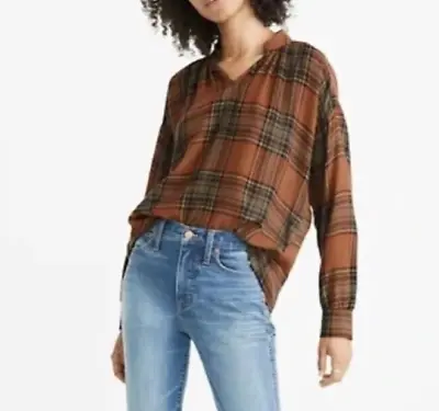 Madewell Highroad Popover Shirt In Brentford Brown Plaid Size Small • $8.41
