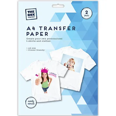 A4 Size T-Shirt Transfer Paper - 2 Pack Heat Press Fabric Logo Iron On Light  • £3.19