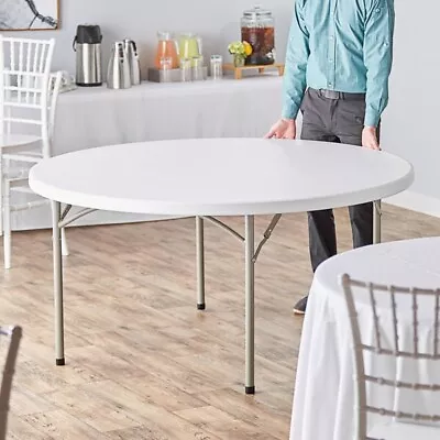 Lancaster Table & Seating 60  Round Heavy-Duty Granite White Plastic Folding Tab • $176.99