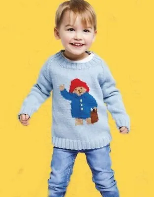 (348) Knitting Pattern Reprint - Child's DK Paddington Bear Sweater 2-10 Years • £2.79