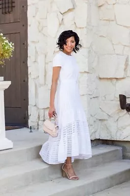 Banana Republic White Eyelet Tiered Maxi Dress Size 4 • $44.99