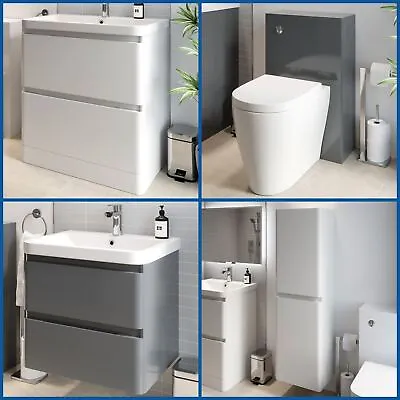 Bathroom Vanity Unit Basin Storage Cabinet Toilet WC Soft Close Furniture Sets • £249.97