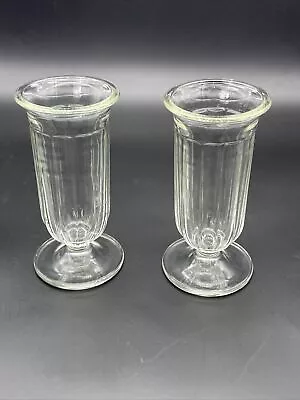 Vintage Pressed Glass Parfait Narrow Flute Glasses Set Of 2 • $12