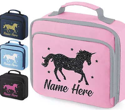 Personalised Unicorn Lunch Bag School Glitter Childrens Insulated Dinner Box • £12.99