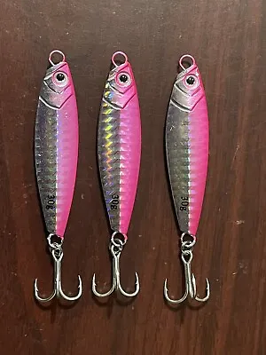 Spanish Mackerel Candy Jig Saltwater Fishing Lure 1oz Pink /Tiger Striped Bass • $12.99