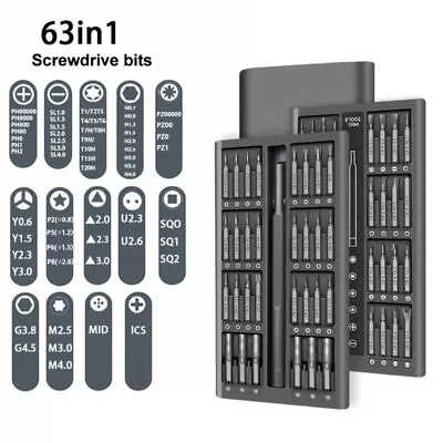 63 In 1 Precision Screwdriver Set Hex Torx Star Computer Pc Phone Repair Tools • £14.97