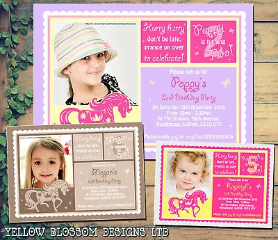 10 Horse Equestrian Theme Photo Girlie Personalised Birthday Party Invitations • £6.86