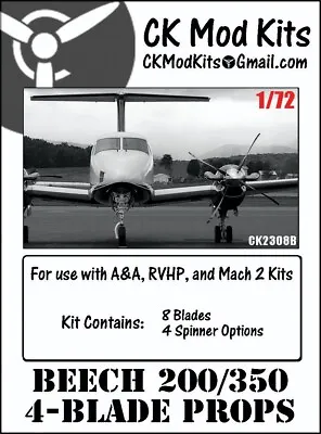 Beech 200/350 4-Blade Propellers In 1/72 - For A&A RVHP And Mach 2 Kits • $5