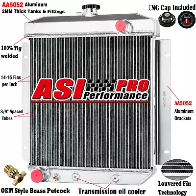 3-Row Aluminum Radiator For 1954 1955 1956 Ford Cars V8 Engine AT • $159