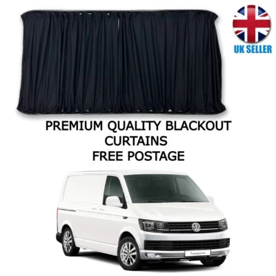 VW Transporter T5 T5.1 T6 Blackout Curtains For Passenger LWB – Rear Quarter Panels (Black)