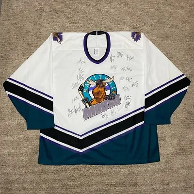 Vintage Manitoba Moose Team Signed Bauer Hockey Jersey White XL AHL IHL Jets • $144.85