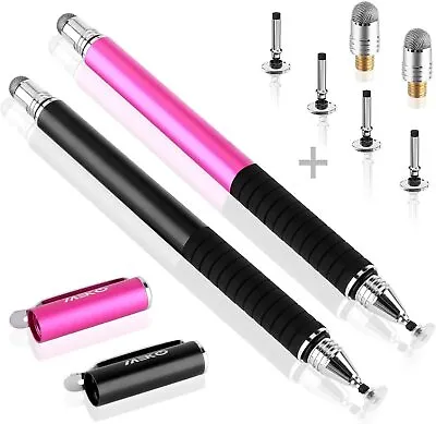 2 In 1 Precision Universal Disc MEKO Stylus Touch Screen Pen Black Pink • $10.95