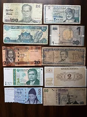 Great Lot Of 10 Mixed Banknotes Assorted Paper Money Foreign Currency Set • $10.95