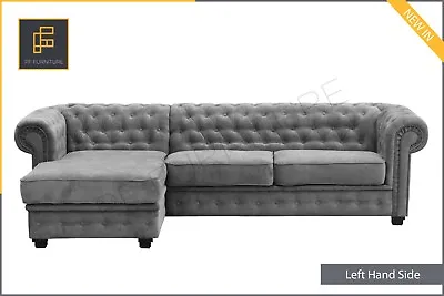 CORNER SOFA Imperial Chesterfield Corner Sofa Fabric Dark Grey • £999