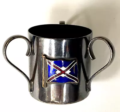 Union Castle Line Silver Plated Three Handled Cup With Enamel Badge • £9.99