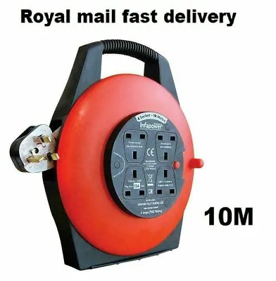 4 Way 10m Cable Extension Reel Lead Mains Socket Heavy Duty 13 Amp  • £17.99