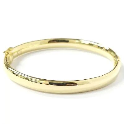 9ct Gold Bangle Ladies Plain Hinged Safety Catch Yellow UK Hallmarked 6.5mm Wide • £425