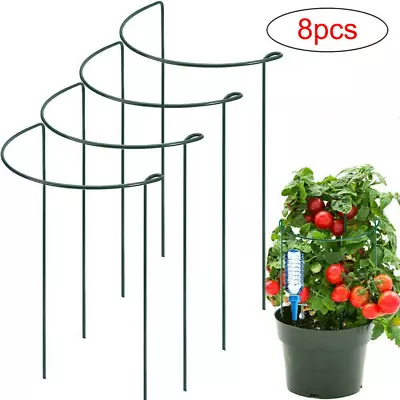 £12.49 • Buy 8-Pack Half Round Metal Garden Plant Supports Plant Support Stake, Green Set UK
