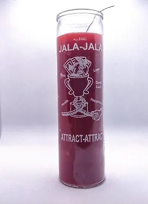 Attract  7 Day Glass Jala Jala Veladora Candle  - Red Santeria Vela Money 💰 • $14.99