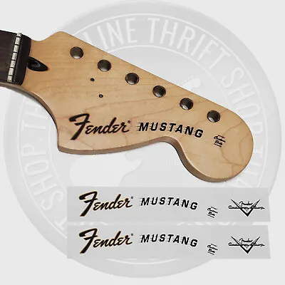 2 Fender Mustang Style Waterslide Decals For Headstock With Custom Shop Logo • $10