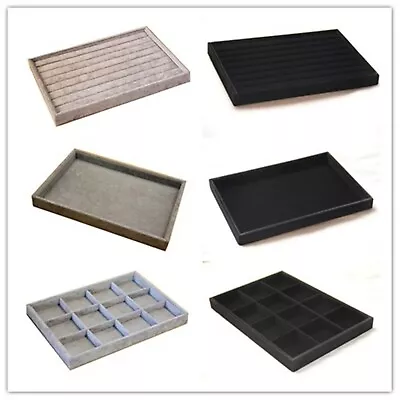 $14.99 • Buy Grey Black Velvet Display Tray Jewellery Display Case  Reliable Showcase 