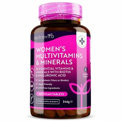 Multivitamins & Minerals A-Z Womens 180 Vegan Tablets - 100% NRV Per One Tablet • £19.99