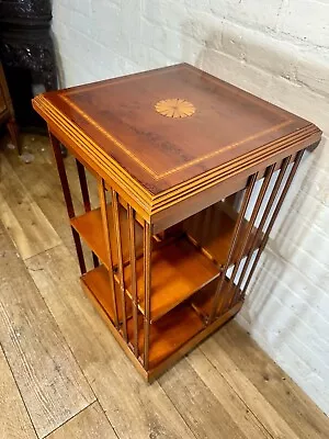 Vintage Revolving Open Bookcase Inlaid  Yew Wood . Free Local Delivery Available • £235