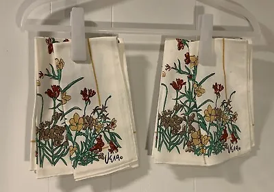 4 Vintage Vera Neumann Floral Napkins MCM Flower Garden • $14