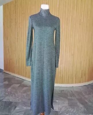 Witchery Grey Wool Knit  Dress XS 8 Long Sleeve Maxi Side Splits As New • $85