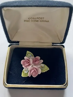 Vintage Coalport Fine Bone China Pink Roses Posy Flower Brooch - Original Box  • £15