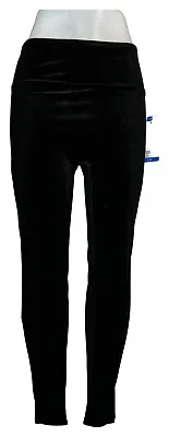 Andrew Marc Leggings Sz LARGE  Stretch Velvet Pull On Basic Black Size 6-8 • $14.99