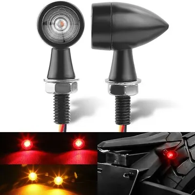 2x Black Motorcycle Bullet Mini LED Turn Signals Blinker Indicator Amber Lights • $16.17