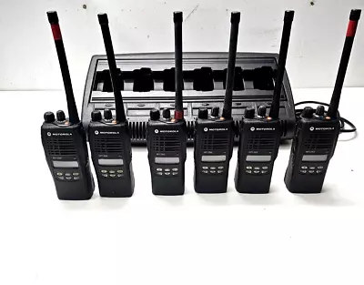 SIX Motorola HT1250 VHF 136-174 MHz  Two Way Radio AAH25KDF9AA5AN W Impres 6 Bay • $999.99