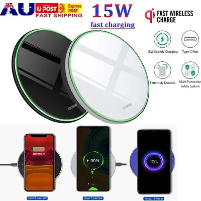 $8.16 • Buy Qi Wireless FAST Charger For IPhone 14 12 11 Pro Samsung S23 S22 S10 Charge Pad