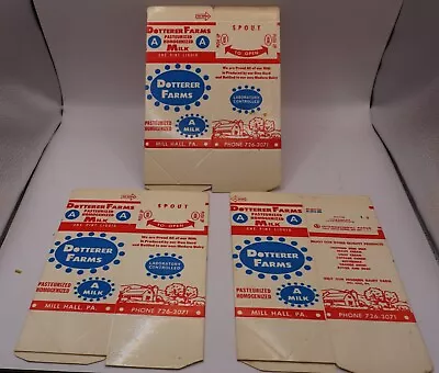 3 Vintage Unused Dotterer Farms Mill Hall PA One Pint Milk Cardboard Box • $19.95