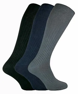 1 Pair Mens Thin 100% Cotton Extra Long Knee High Lightweight Ribbed Dress Socks • £2.99