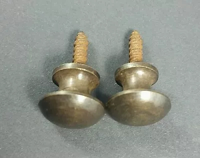 2 Solid Brass VERY SMALL Stacking Barrister Bookcase 7/16  Knobs Drawer Pulls #K • $15.95