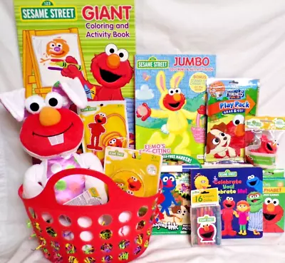 New Elmo Easter Gift Basket Bunny Doll Toys Action Figure Egg Hunt Play Set • $49.99