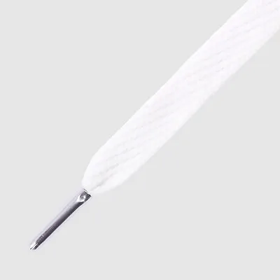Laces Mr Lacy Flatties White Silver Tip Flat Shoelaces With Silver Metal Tip • £9.59
